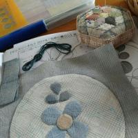 先染め布のアップリケ